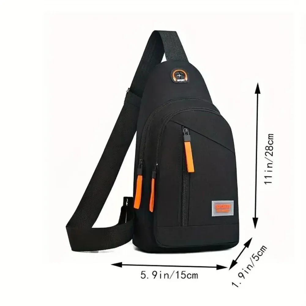 NWT SPORTS One Shoulder Sling Slant Cross Chest Men Women Unisex Grey Orange Bag